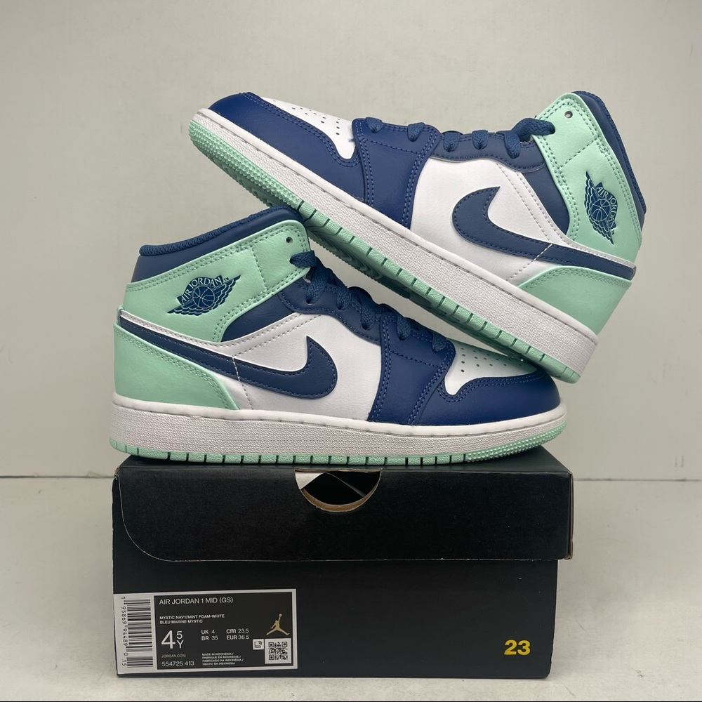 Nike Air Jordan 1 Retro Mid GS “Blue Mint” NEW 2022 - Picture 1 of 4